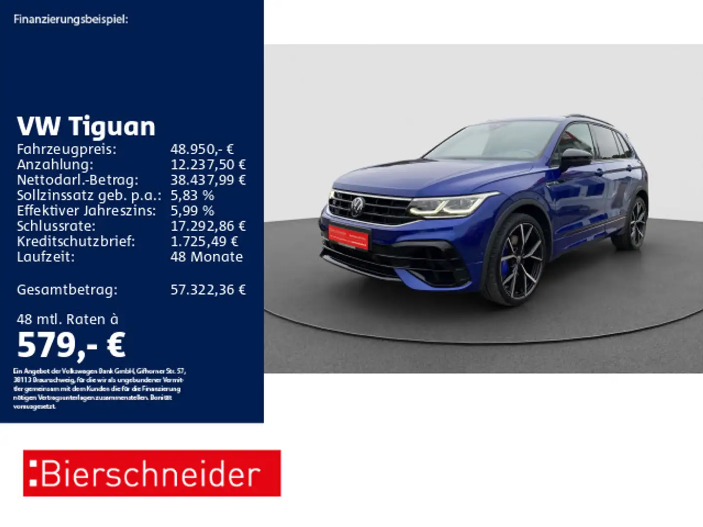 Volkswagen Tiguan 2.0 TSI DSG 4Mo R AKRA AHK PANO 21 Bleu - 1