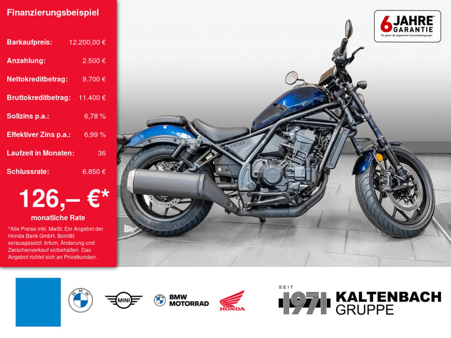 Honda CMX 1100 Rebel LED SCHEINWERFER Modrá - 1