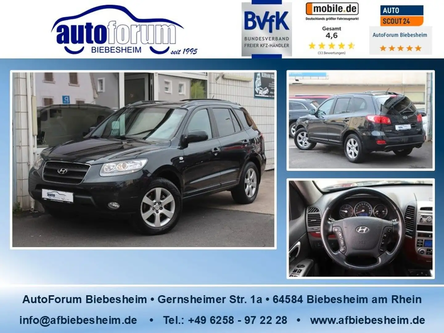 Hyundai SANTA FE 2.2 CRDi 7-Sitzer*Leder*Schiebedach Schwarz - 1