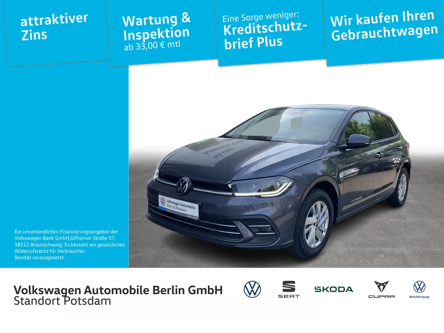 Volkswagen Polo 1.0 TSI Style Klima NAVI LED Connect GRA PD Gris - 1