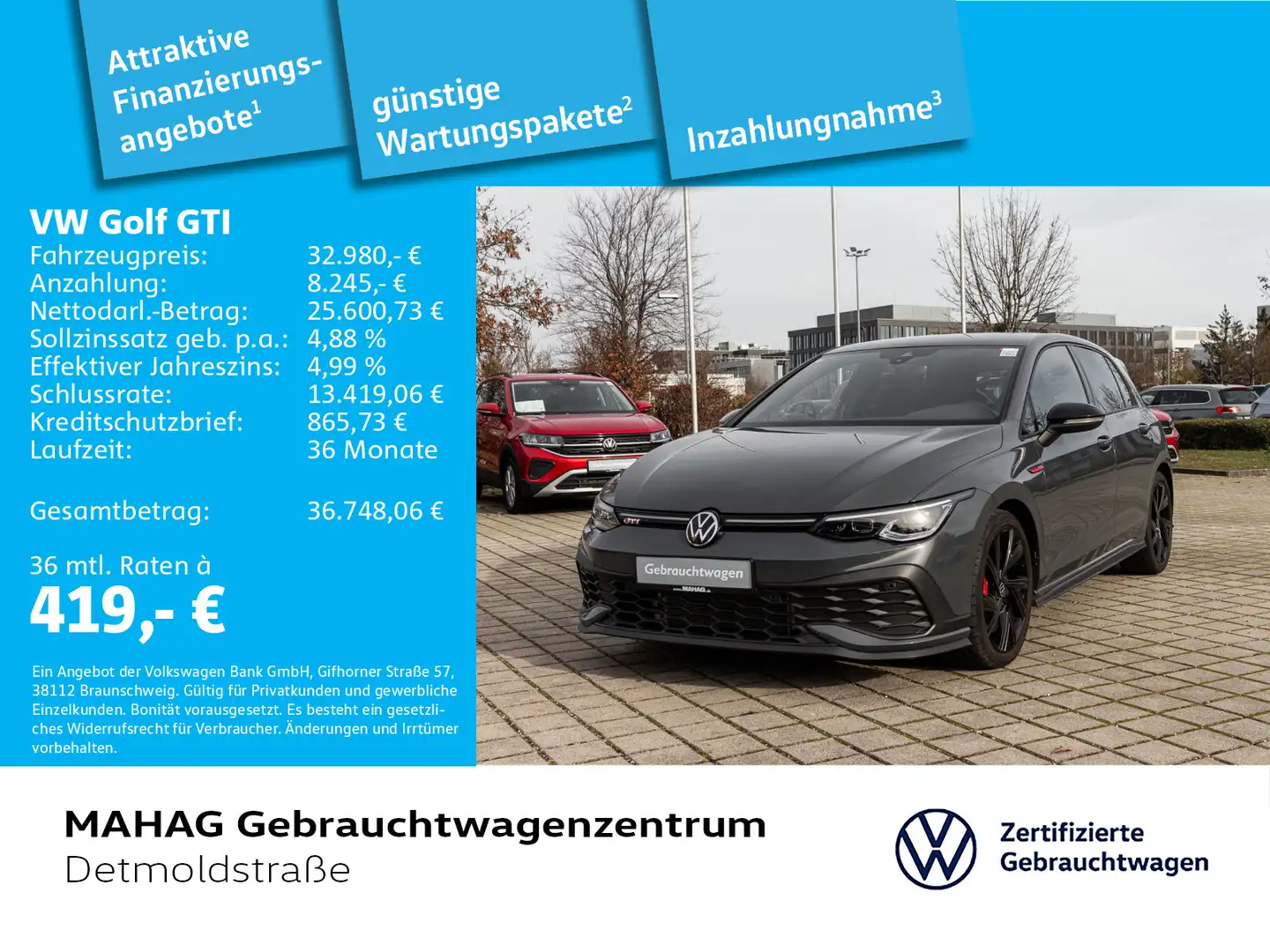 Volkswagen Golf GTI Golf VIII GTI Clubsport 2.0 TSI LED+ Navi ParkPi Grau - 1