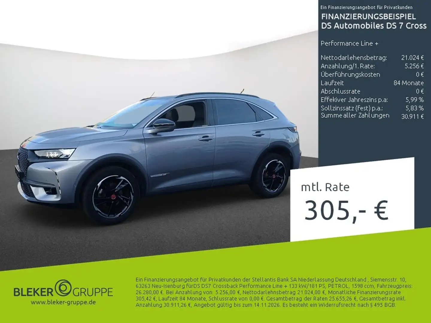 DS Automobiles DS 7 Crossback Performance Line + Grau - 1