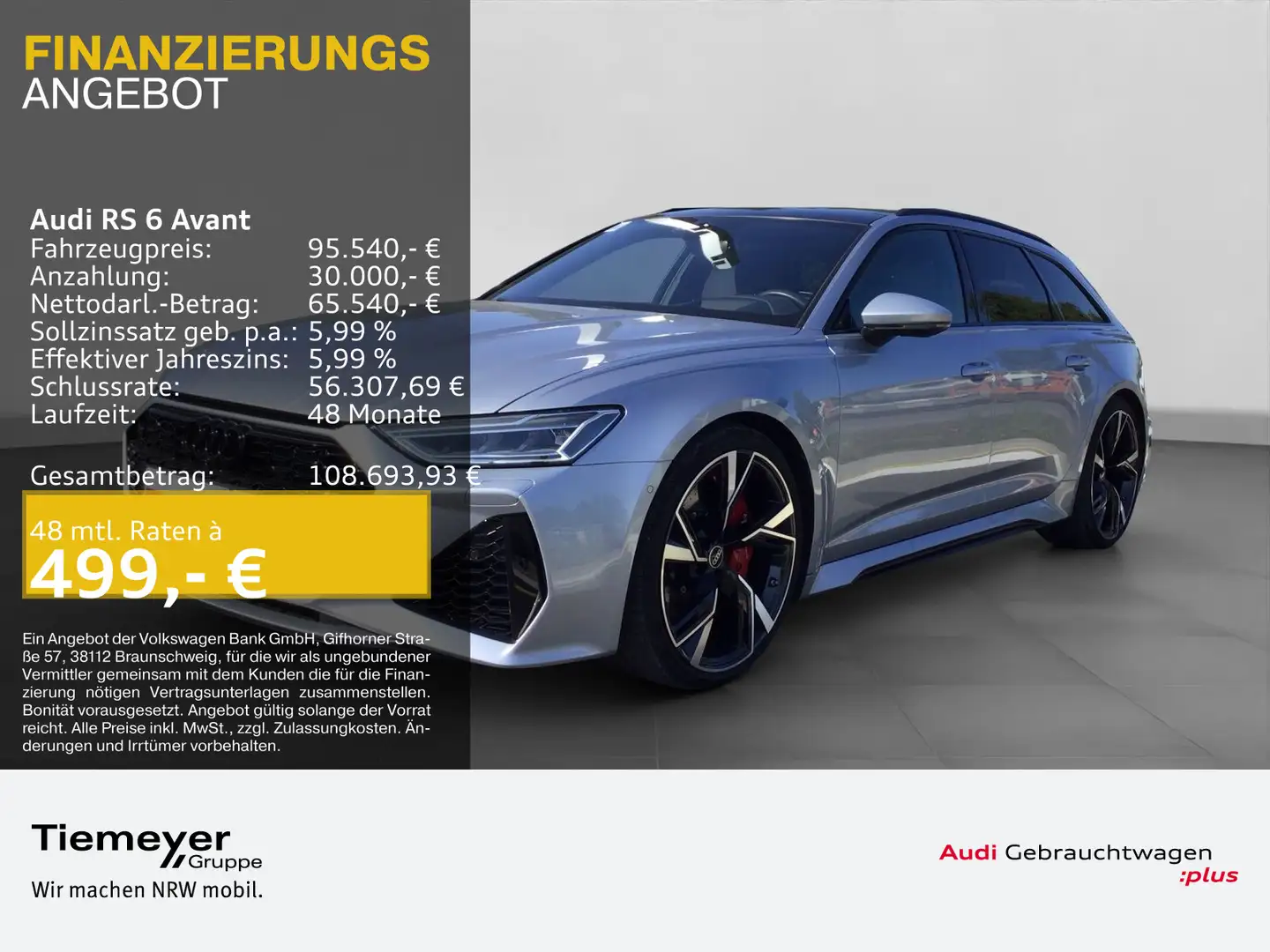 Audi RS6 RS6 Avant TFSI Q BuO 305km/h PANO RS-AGA Silber - 1