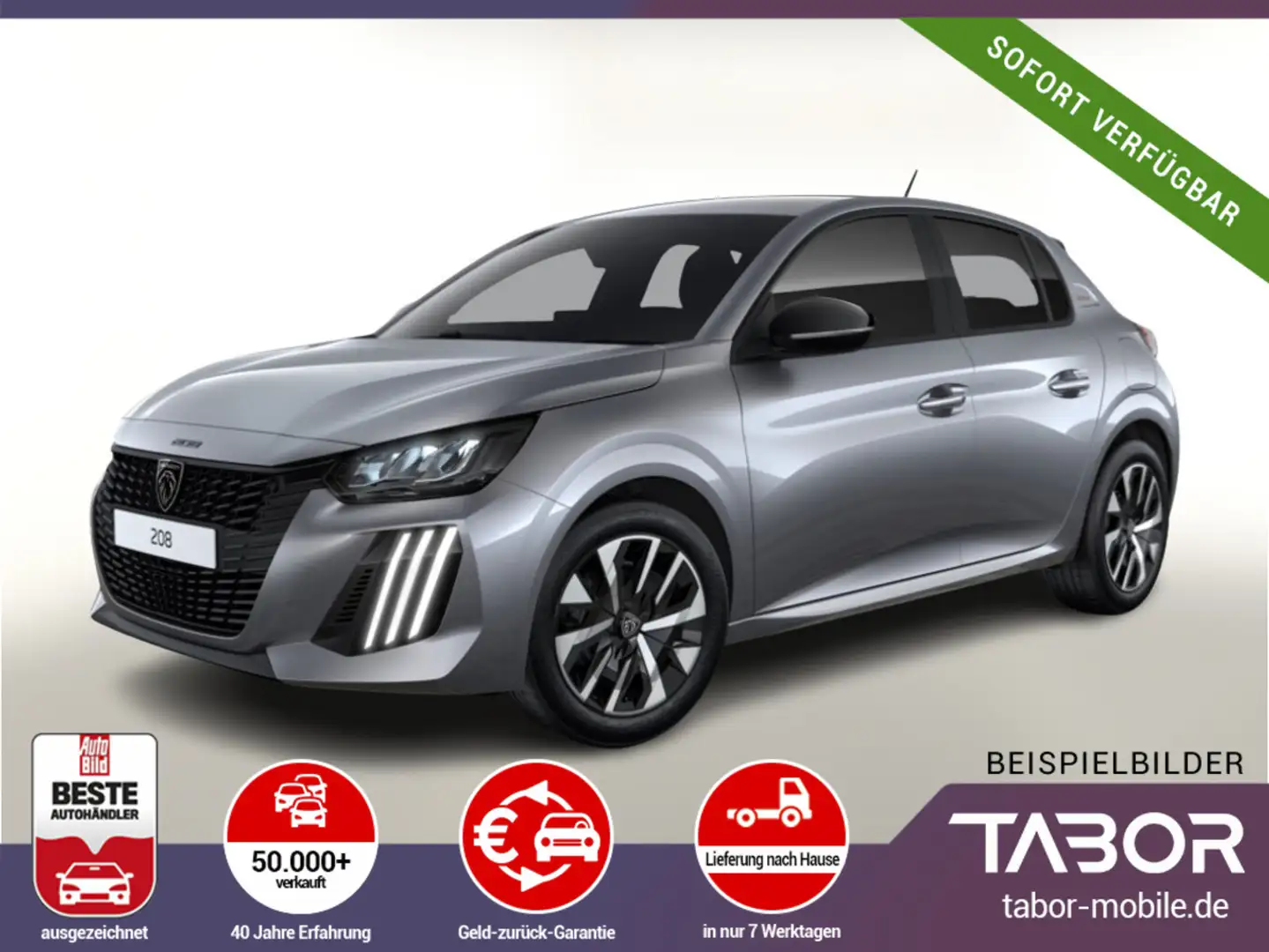 Peugeot 208 100 Style LED PDC Temp CarPlay/AndroidAuto Argento - 1