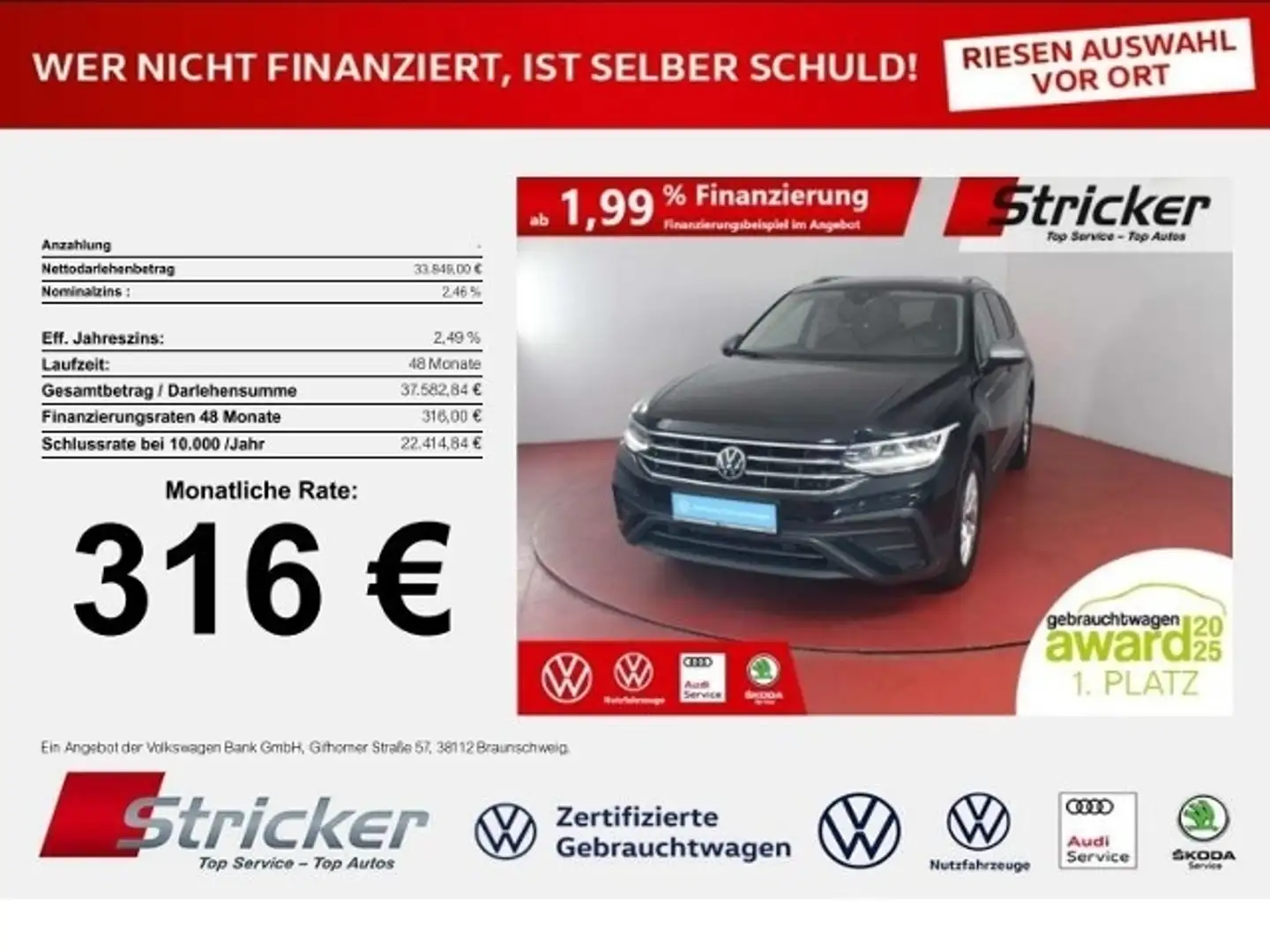 Volkswagen Tiguan Allspace Life 1.5TSI DSG 316,-ohne Anzahlung 7-Sitzer AHK Nero - 1