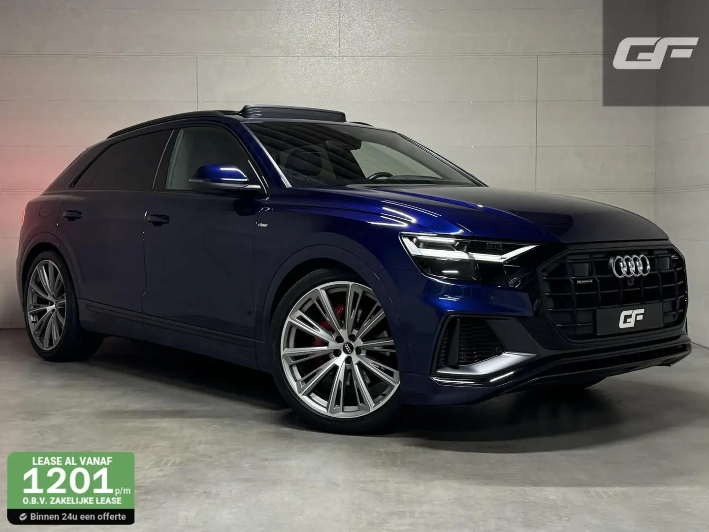 Audi Q8 55 TFSI Quattro S-Line Black Edition Pano B&O 360° Blauw - 1