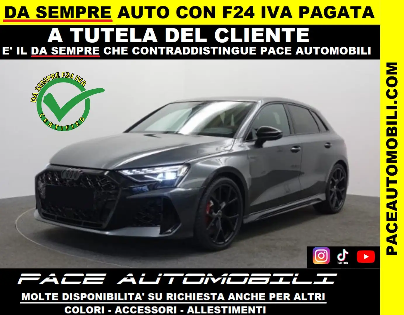 Audi RS3 NEW 2025 SPB LED TETTO B&O MATRIX PDC BLACK PACK Grigio - 1