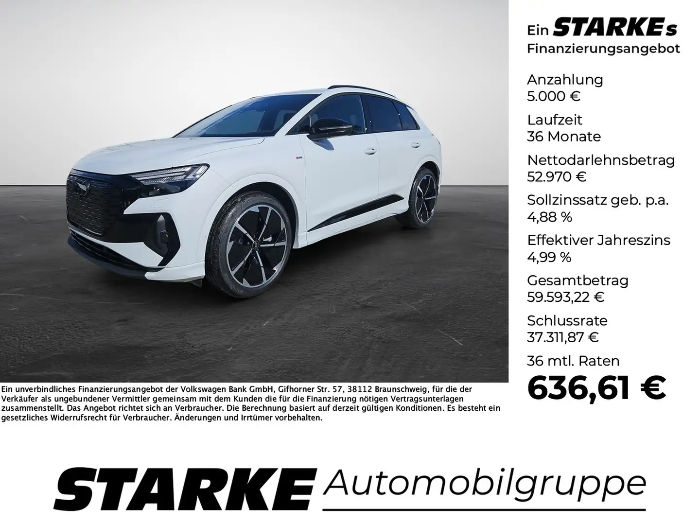 Audi Q4 e-tron 45 S line AHK Navi Pano Matrix SONOS 21 Zoll Weiß - 1