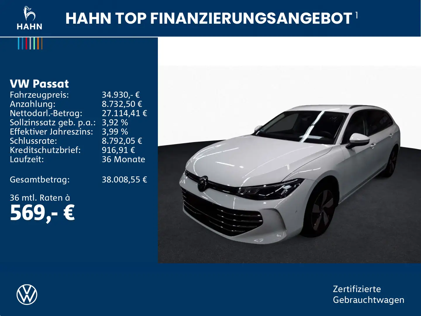 Volkswagen Passat 2.0TDI DSG Business LED Navi AHK ACC APP Weiß - 2