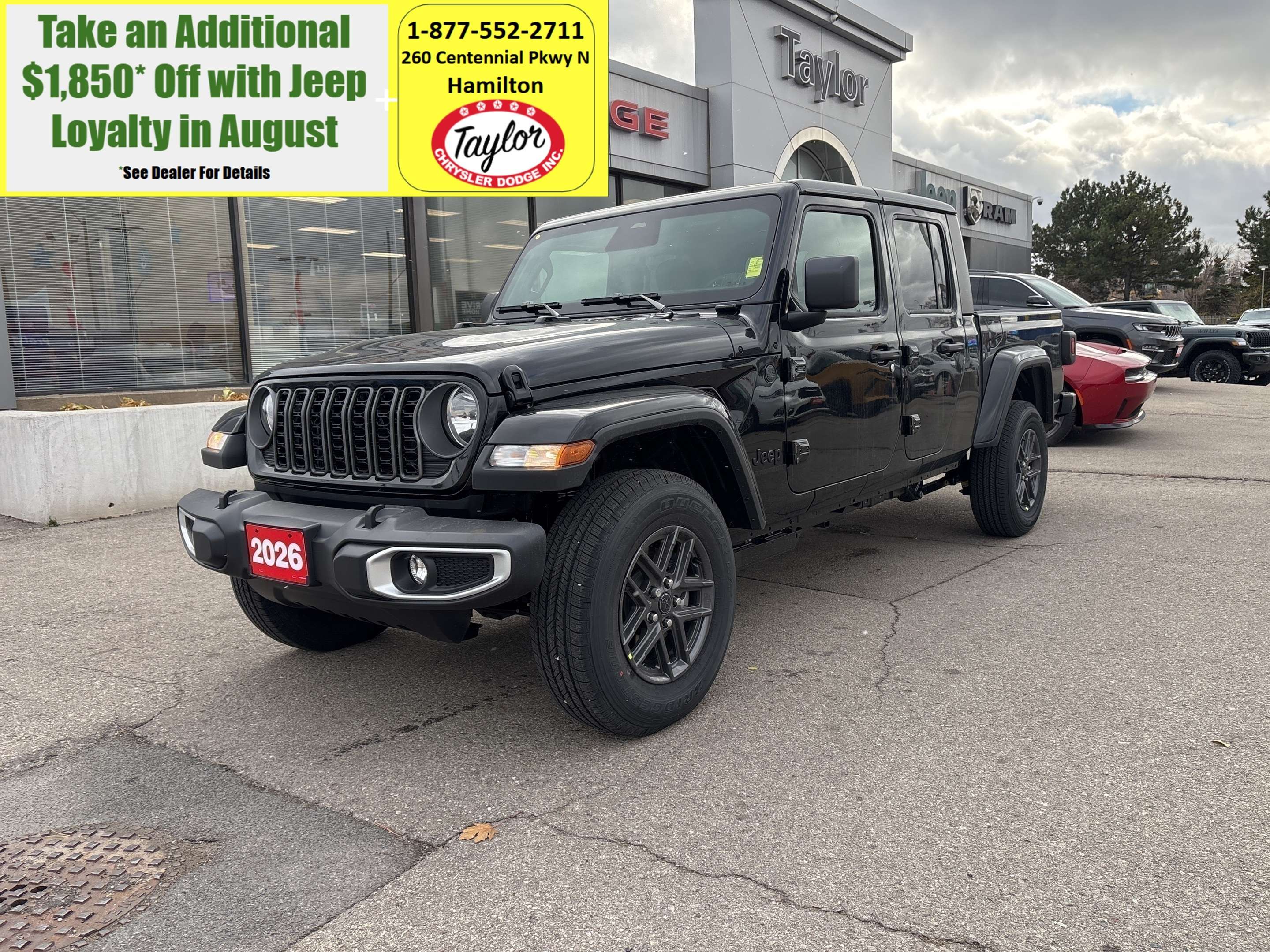 Black 2026 Jeep Gladiator Pickup Truck Four-Wheel Drive 8-Speed Automatic