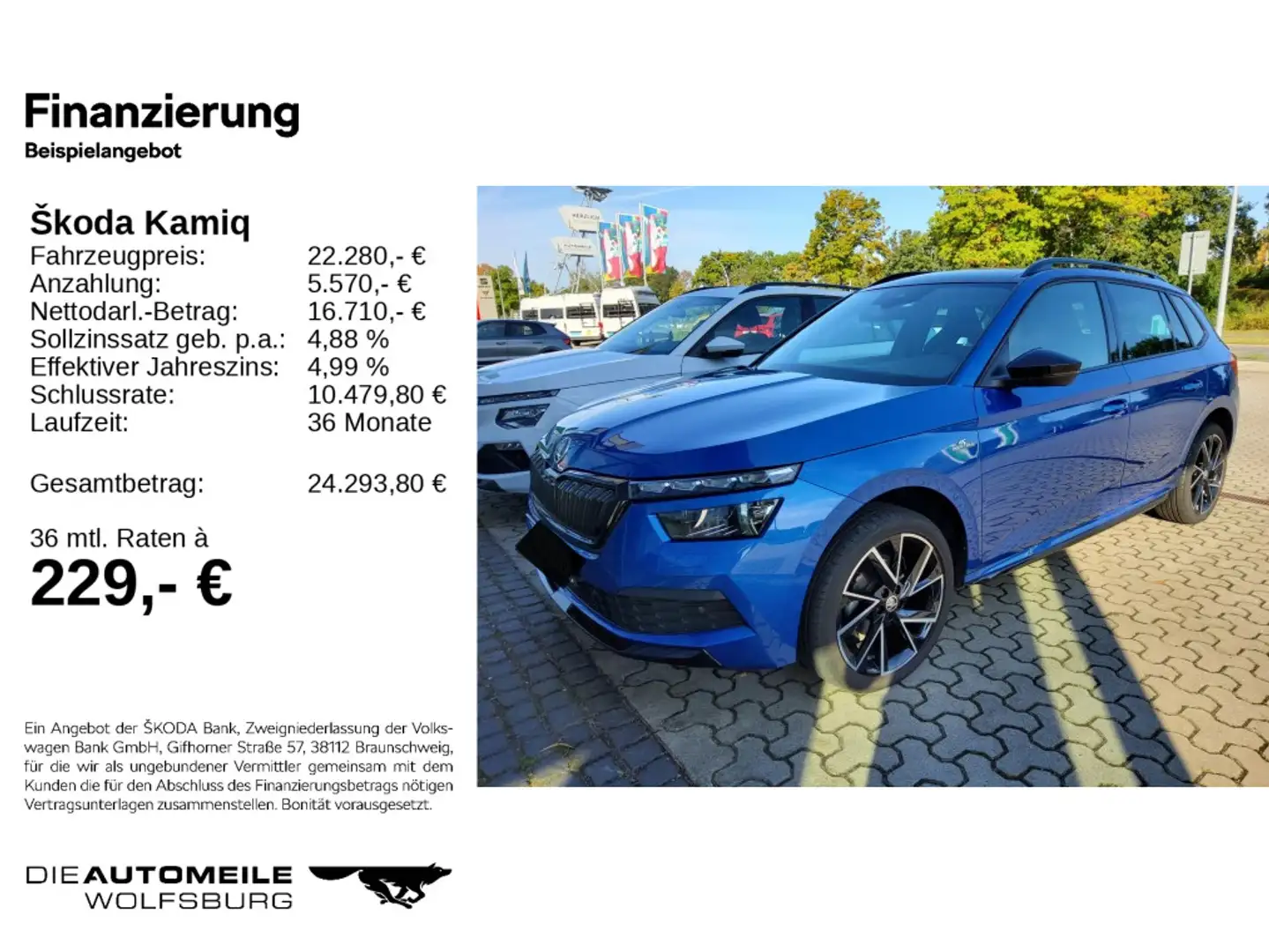 Skoda Kamiq 1.0 TSI DSG Monte Carlo LED/Navi/AHK Blau - 2