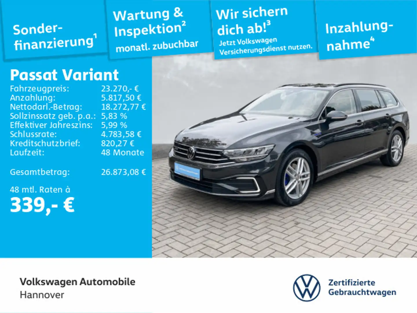 Volkswagen Passat Variant 1.4 TSI DSG GTE Navi AHK Pano Kam Grau - 1
