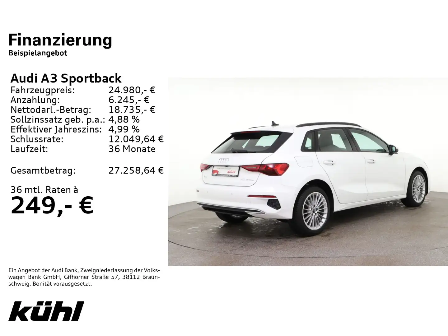 Audi A3 40 TFSI e S tronic Advanced LED Kam Weiß - 2