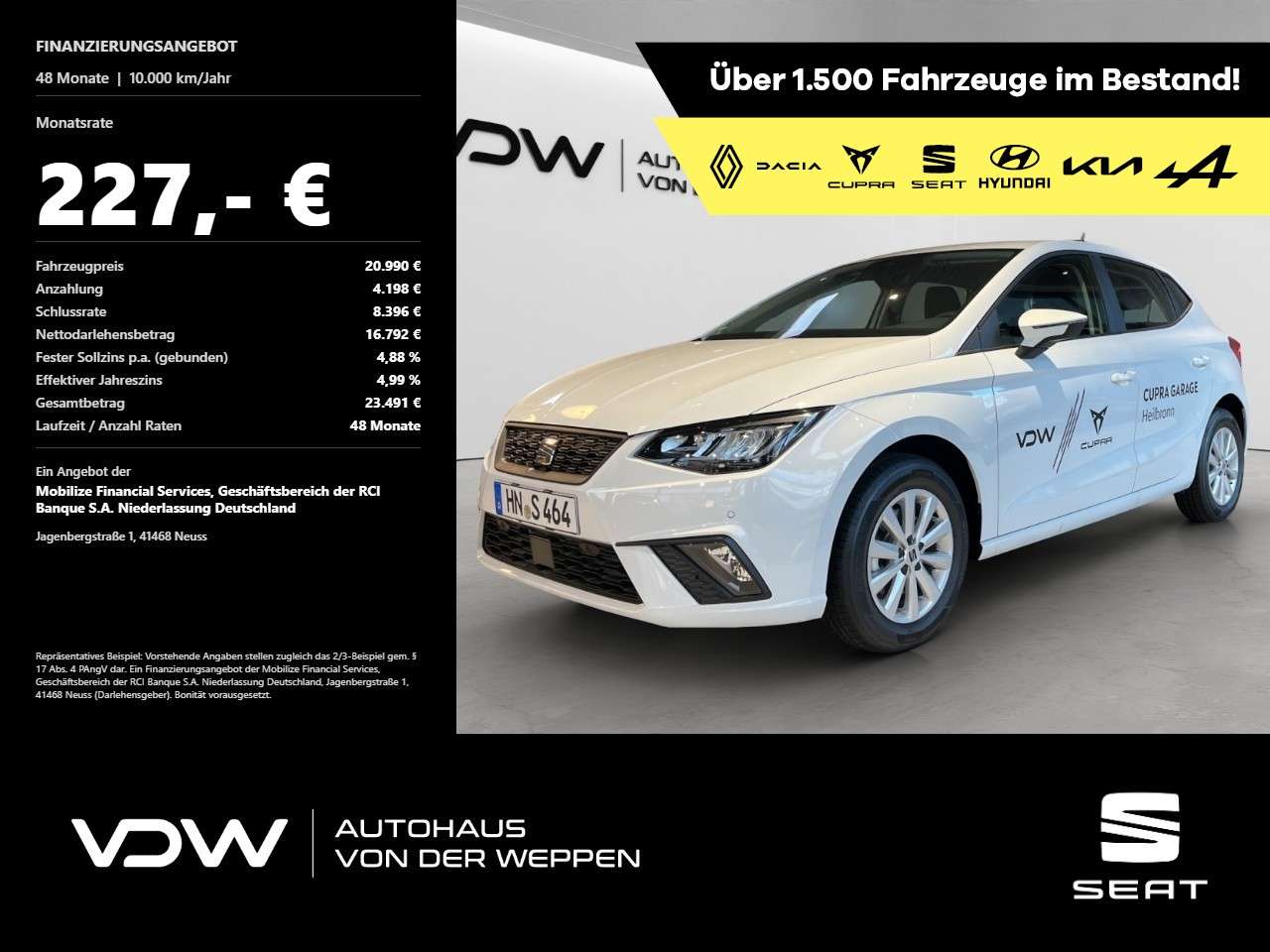 Seat Ibiza 2026 — Style TSI Navi Rückfahrkamera Sitzheizung Klima