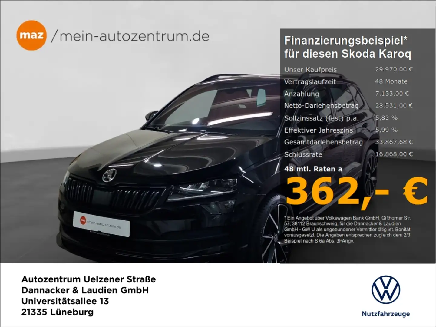 Skoda Karoq 2.0 TDI 4x4 Sportline Alu LED AHK Pano Kamera ACC Noir - 1