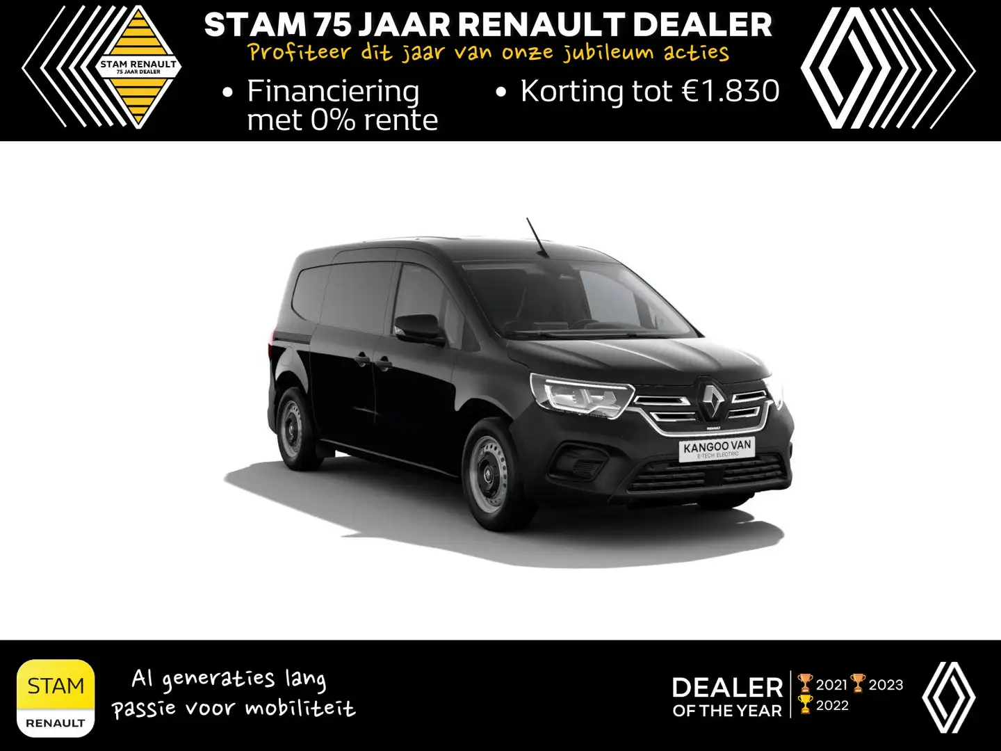 Renault Kangoo E-TECH L2H1 22kW 123 1AT Advance Automaat | Achteruitrijc Zwart - 1