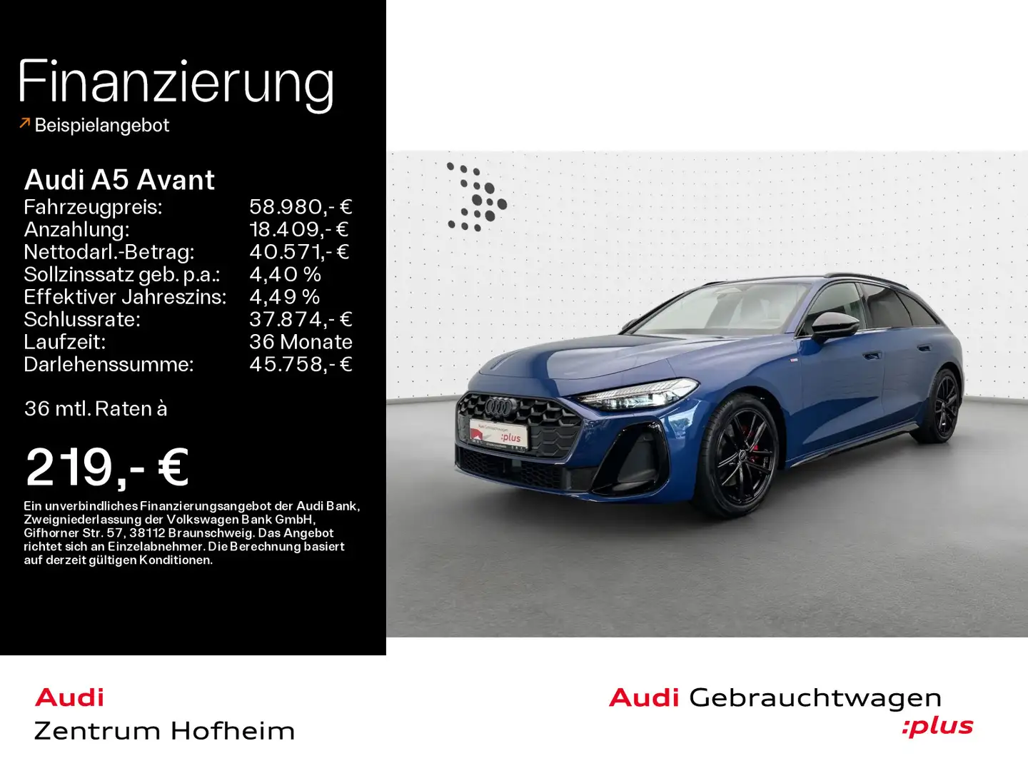 Audi A5 40 TDI qu S line S tro*Matrix*Virtual*N Blau - 1