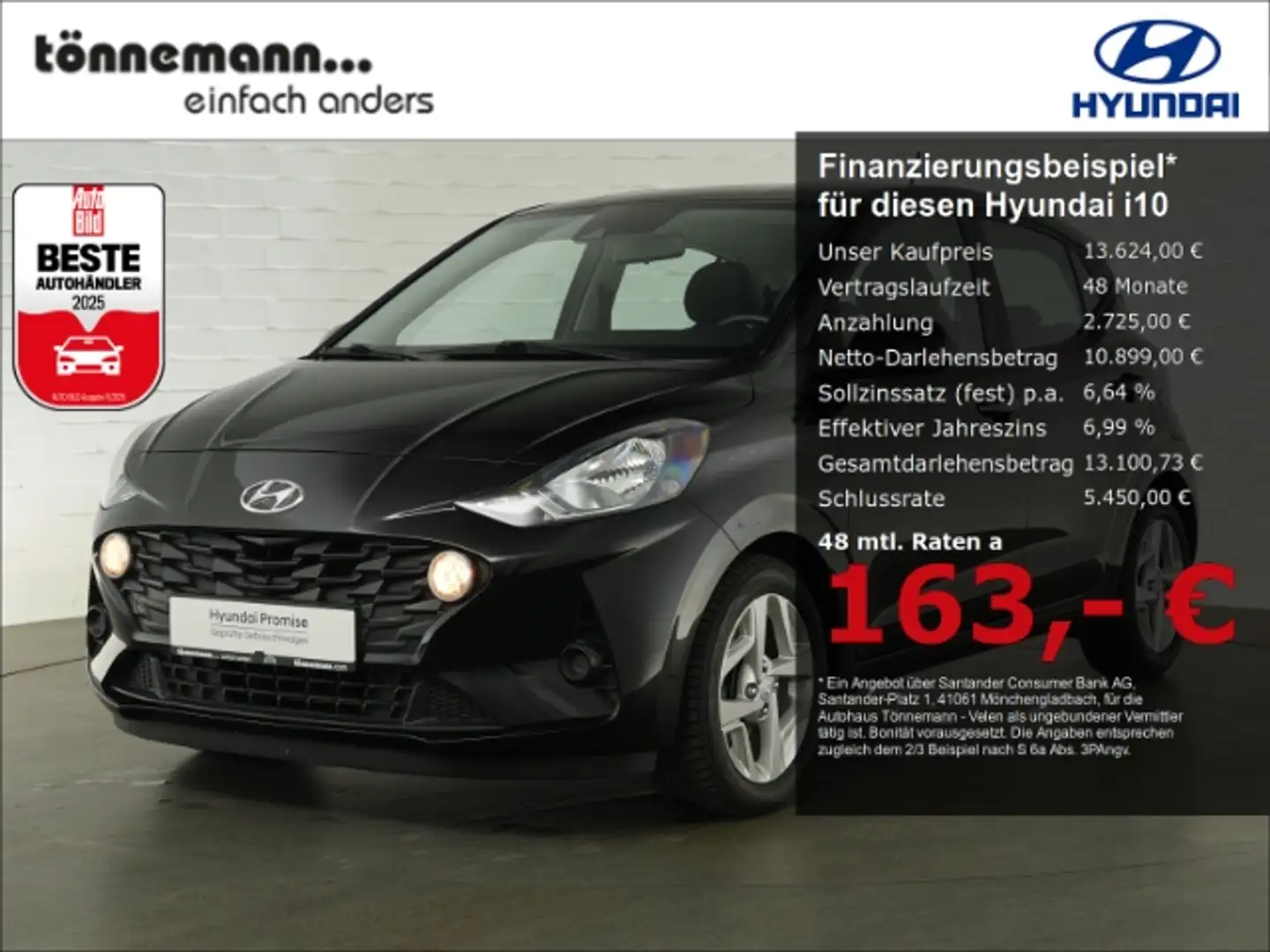 Hyundai i10 TREND+SITZHEIZUNG+LENKRADHEIZUNG+PARKPILOT HINTEN+ Noir - 1