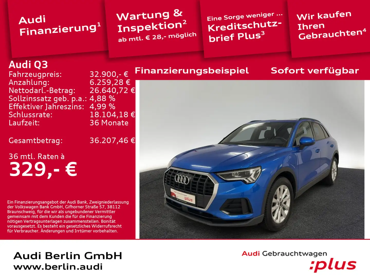Audi Q3 45 TFSI e S tronic LED NAVI VIRTUAL SONOS Blau - 1