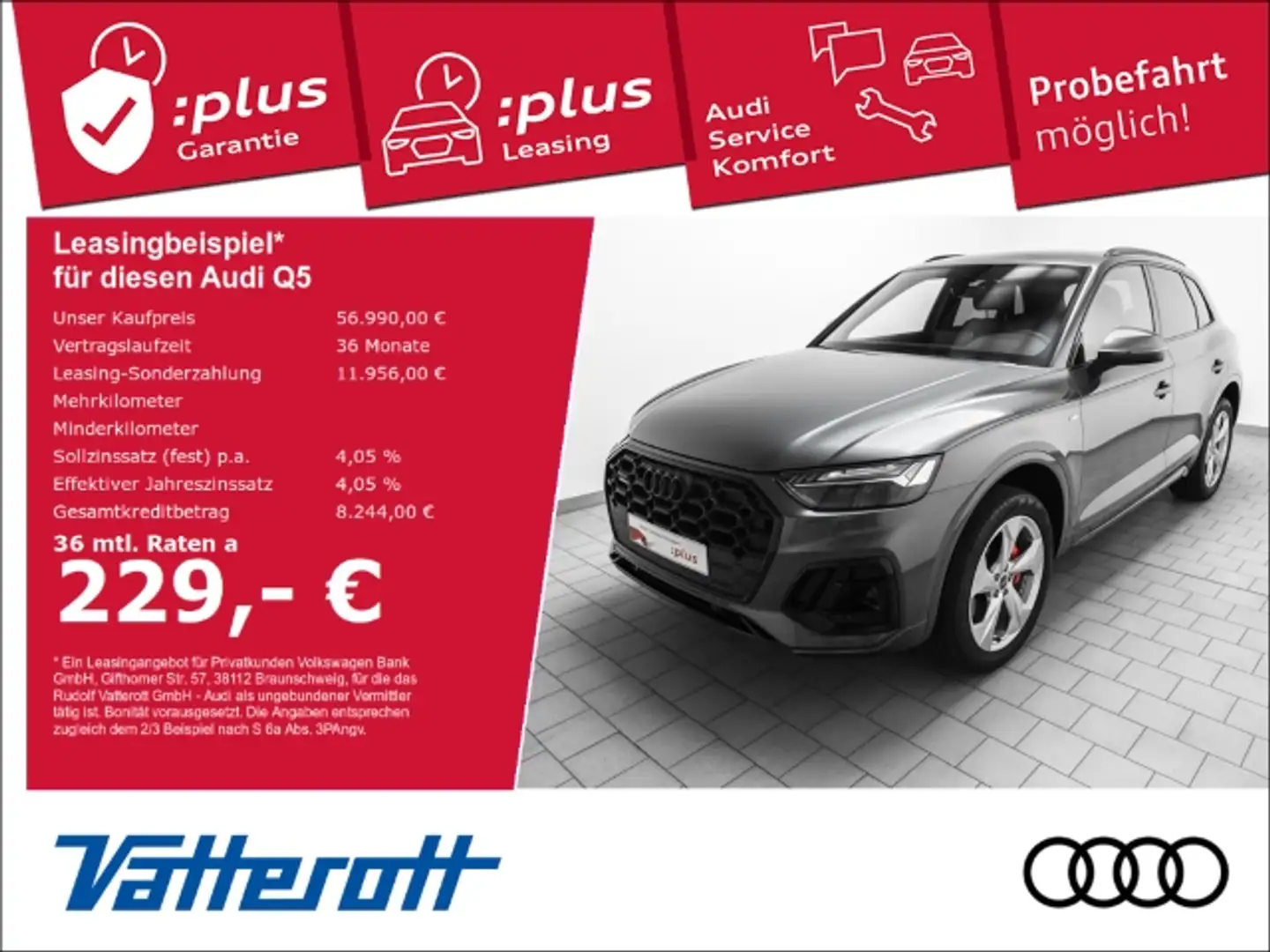 Audi Q5 40 TDI S line sport ed. AHK Standhzg. Matrix Grau - 1
