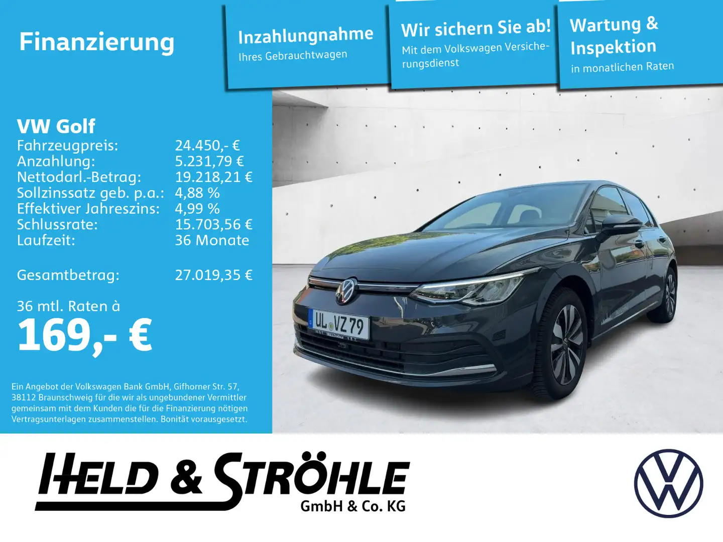 Volkswagen Golf 8 Move 1.0 eTSI DSG ALU DAB+ LED SHZ PDC Grau - 1