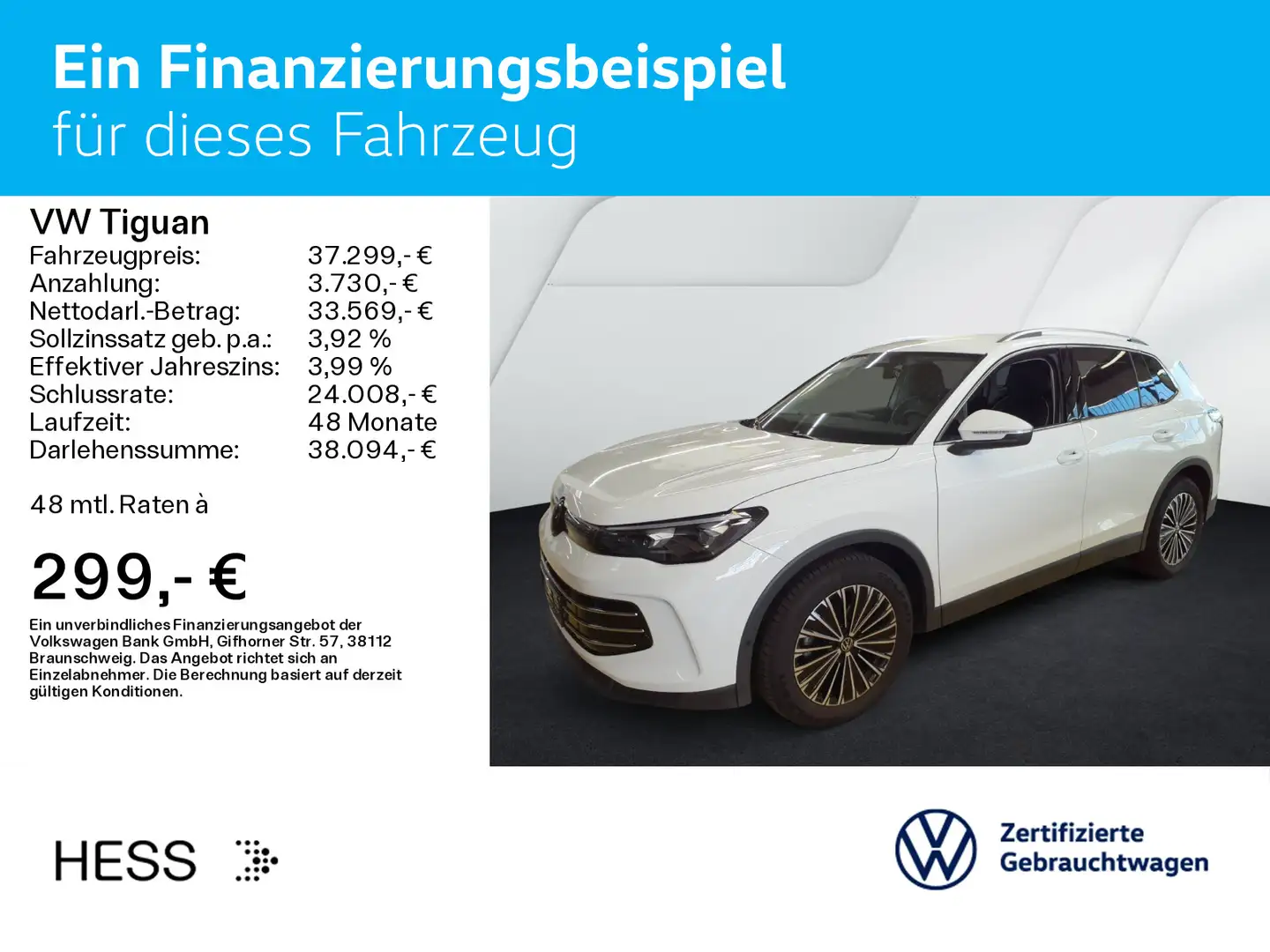 Volkswagen Tiguan 1.5 eTSI DSG ELEGANCE*IQ.LIGHT*AHK*KAMERA Weiß - 2
