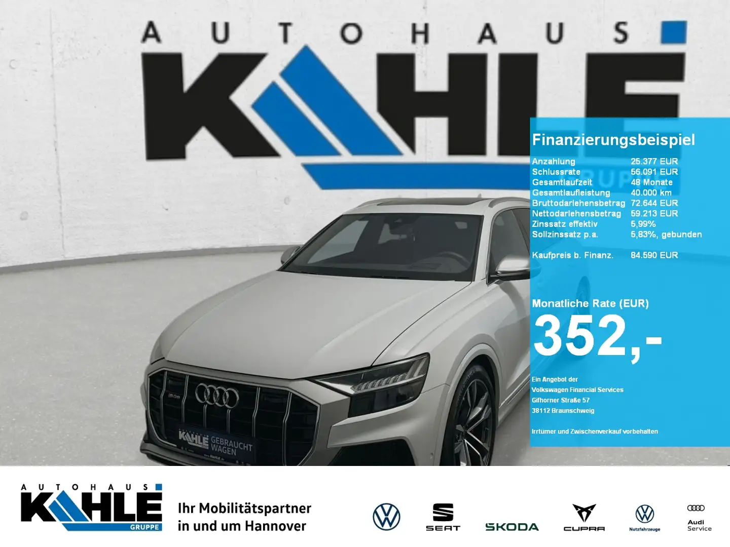 Audi SQ8 4.0 TFSI DSG quattro Pano Matrix ACC AHK LED Weiß - 1