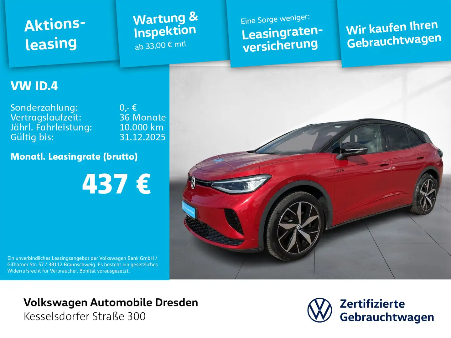 Volkswagen ID.4 GTX AHZV ACC Kamera LED Navi HUD Rot - 1