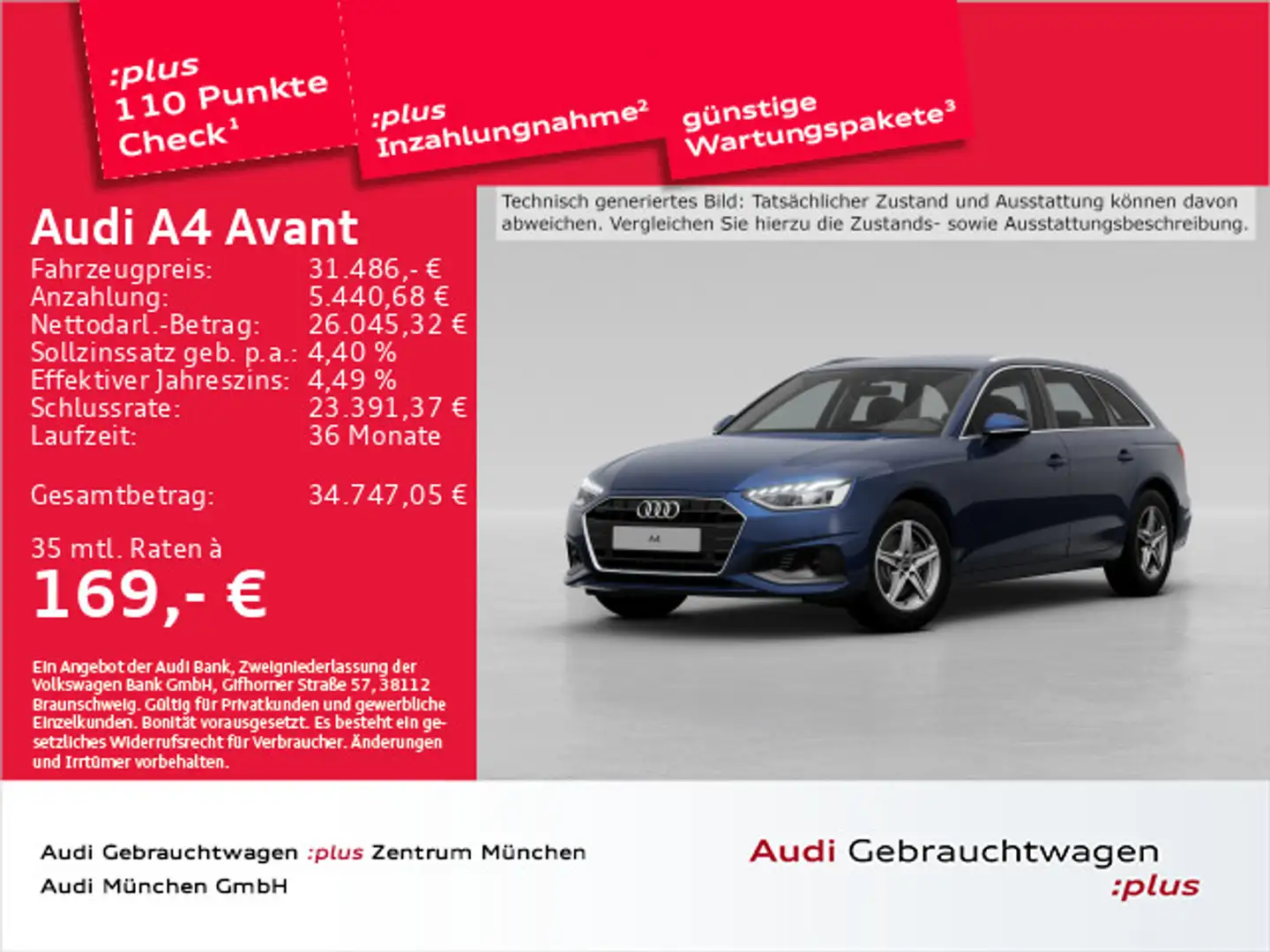 Audi A4 35 TDI S tronic Virtual+/LED/Navi+ Blau - 1