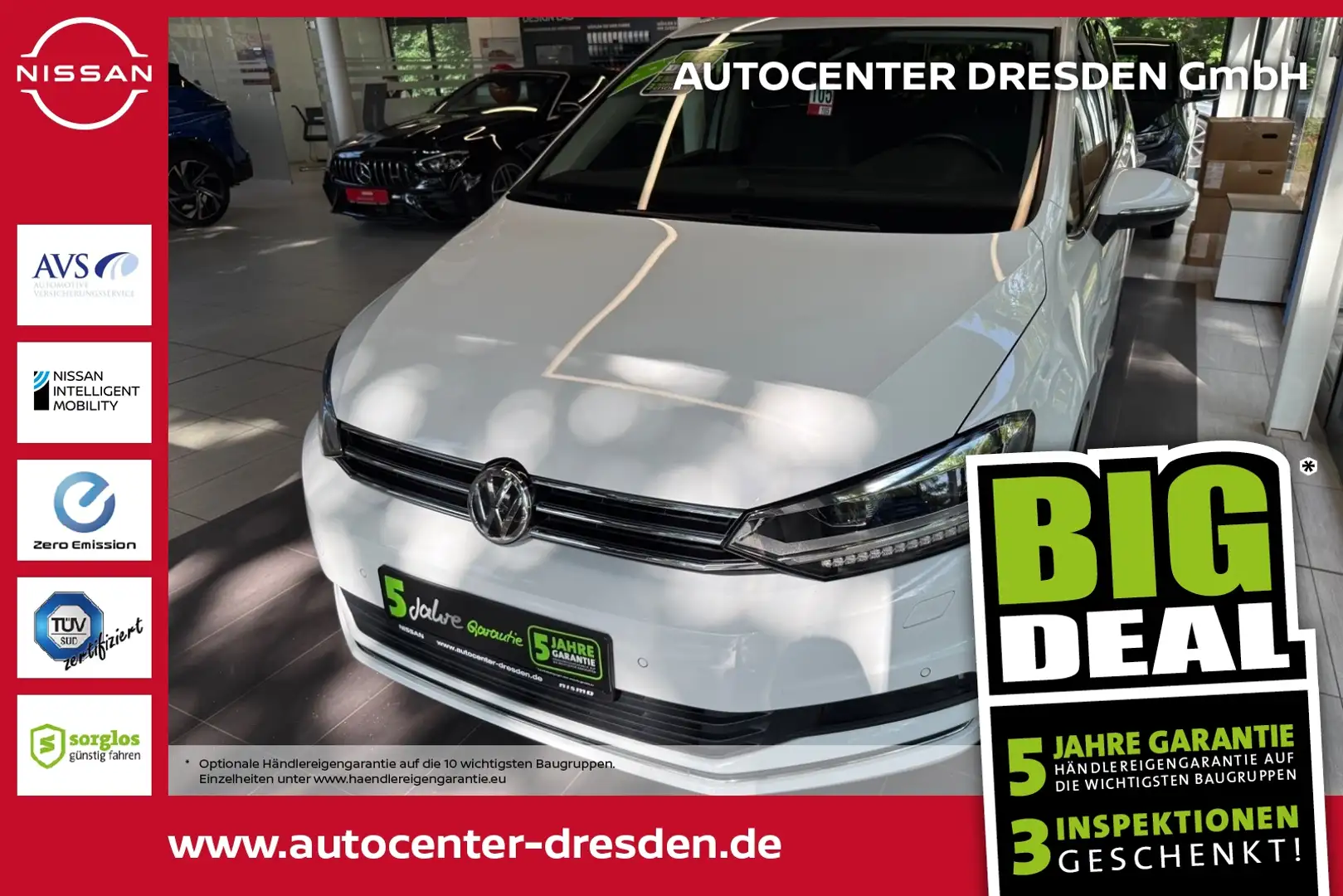 Volkswagen Touran BMT 1.5 TSI Highline LED SR&WR Kam Nav SHZ Wit - 1