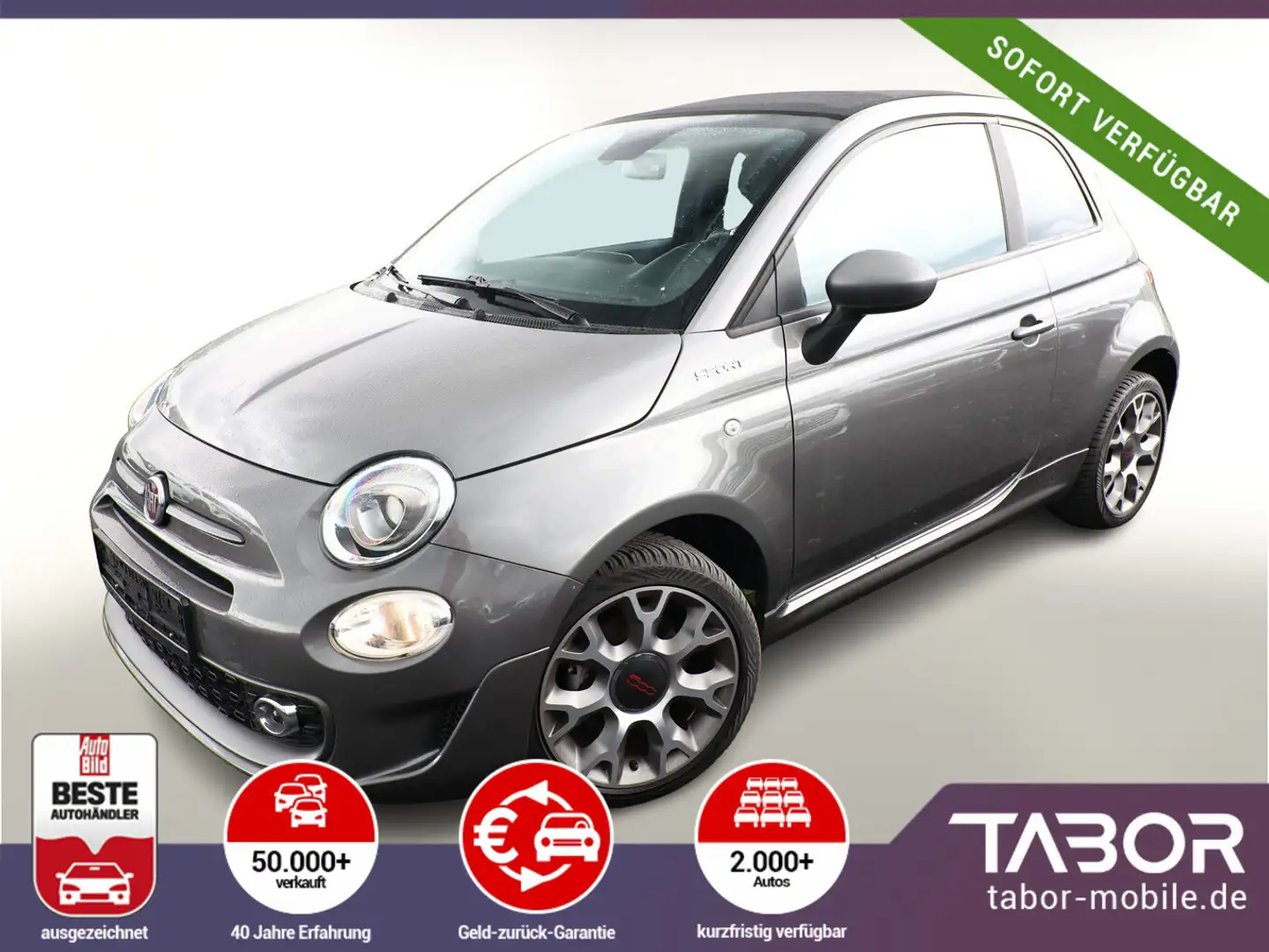 Fiat 500C 1.2 69 Sport Nav. PDC Grau - 1