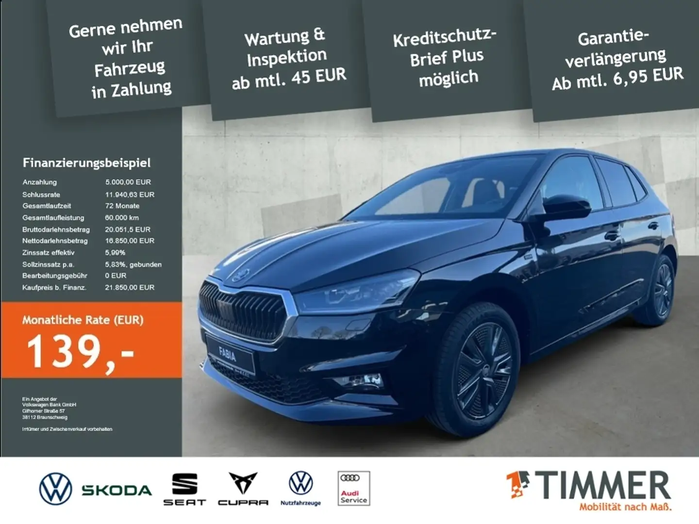 Skoda Fabia Tour 1.0 TSI*ACC*LED*SHZ*SmartLink*PDC* Schwarz - 1