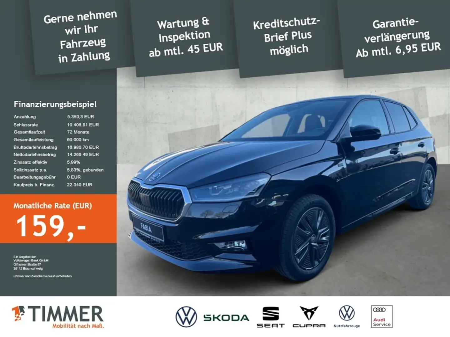 Skoda Fabia Tour 1.0 TSI*ACC*LED*SHZ*SmartLink*PDC* Schwarz - 2