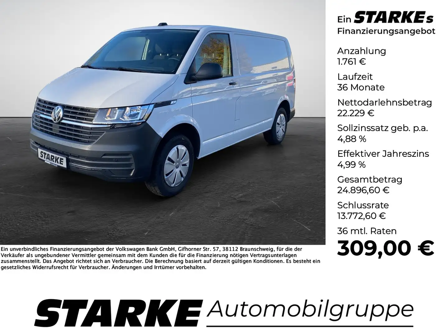 Volkswagen T6 Transporter T6.1 2.0 TDI Kasten Weiß - 1