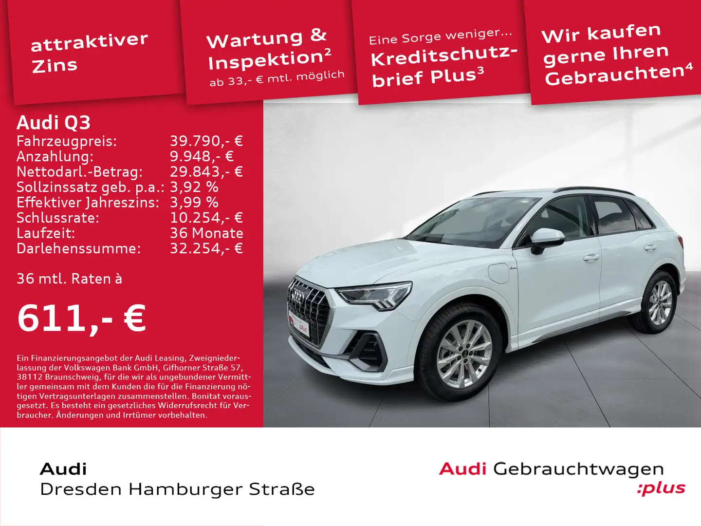 Audi Q3 45 TFSI e S line LED AHZV S tronic Weiß - 1