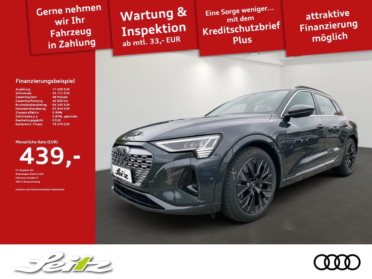 Audi Q8 e-tron 55  quattro advanced *AHK*HEAD-UP*NAVI* Grau - 1
