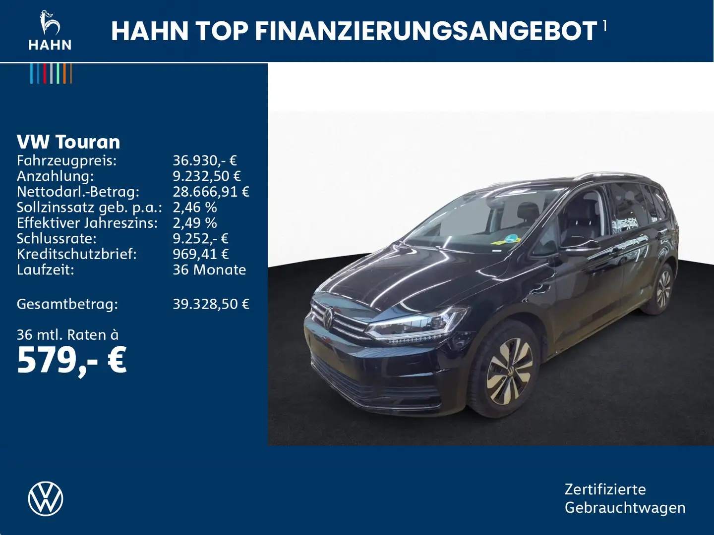 Volkswagen Touran 2.0TDI DSG Goal LED AHK 7-Sitzer Navi ACC Schwarz - 2