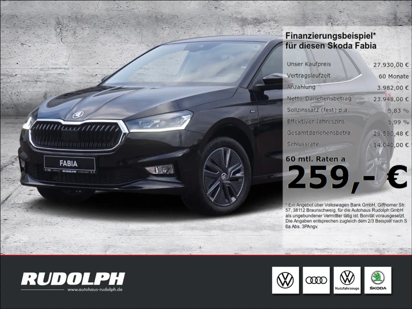 Skoda Fabia 1.0 TSI DSG Drive AKTIONSPREIS Neupreis: 30.325,00 Schwarz - 1