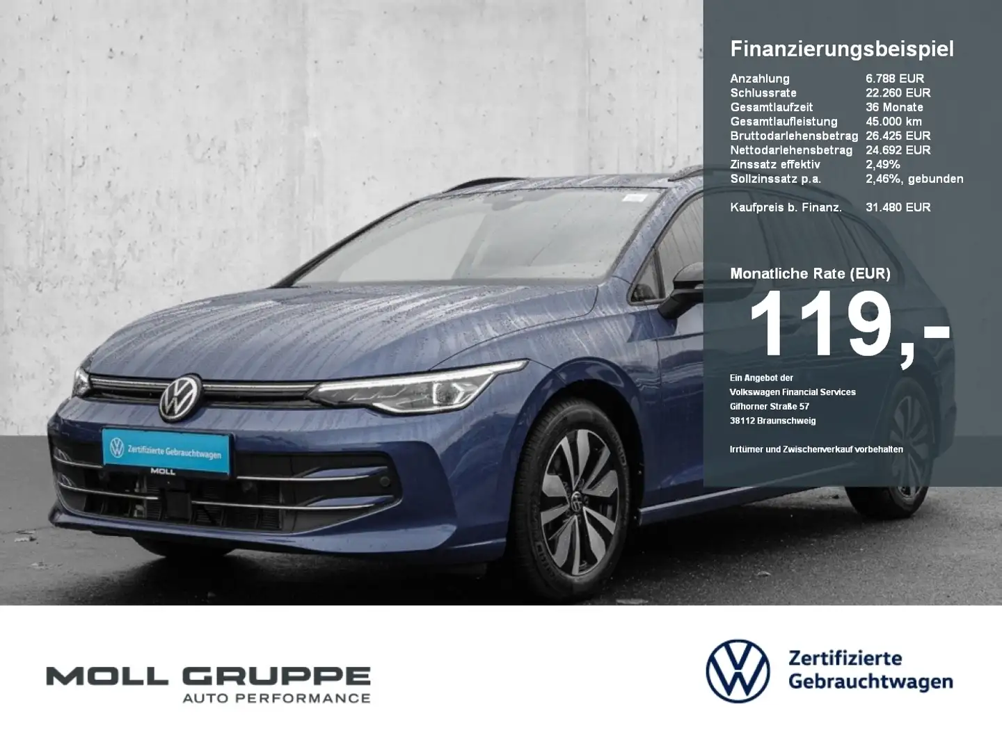 Volkswagen Golf Variant 2.0 TDI DSG Life Goal 360 ACC AHK Blau - 1