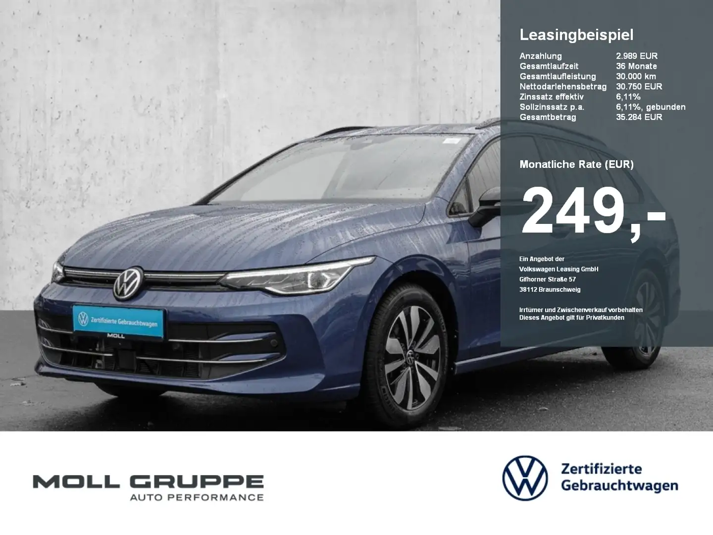 Volkswagen Golf Variant 2.0 TDI DSG Life Goal 360 ACC AHK Blau - 1