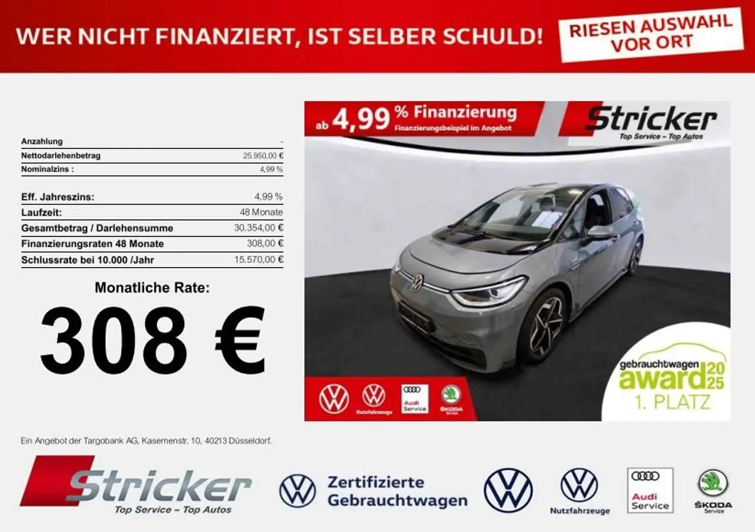 Volkswagen ID.3 Pro S 150/77 308,-ohne Anzahlung IQ.Light Wärmepu Blau - 1