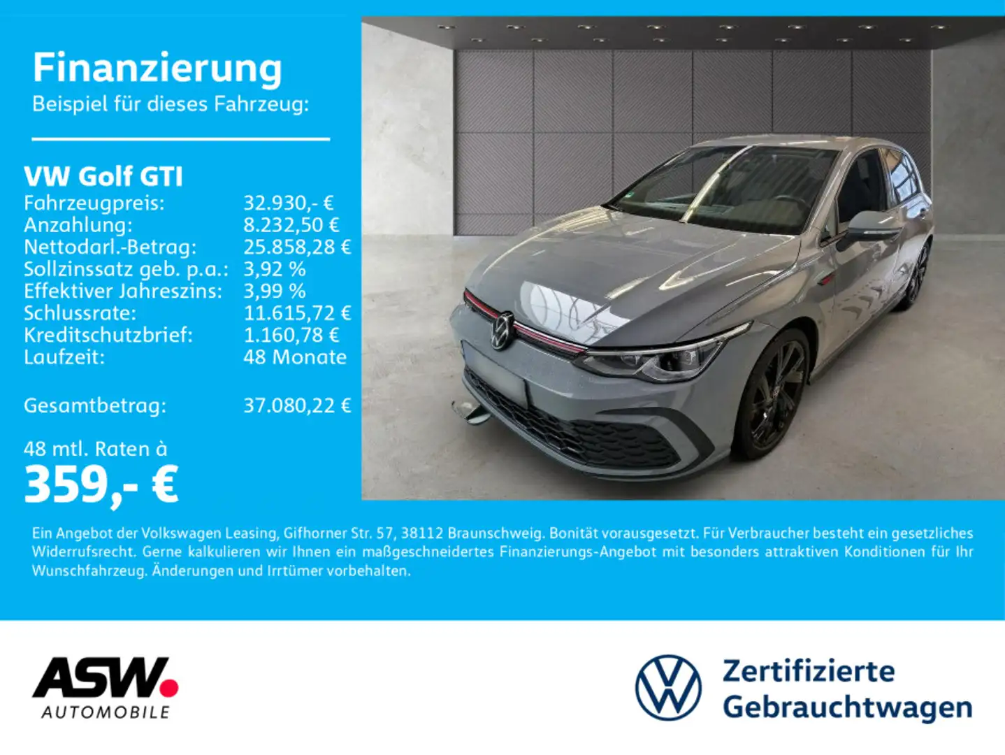 Volkswagen Golf GTI 2.0 TSI DSG LED RFK ACC Digital Cockpit Grau - 1