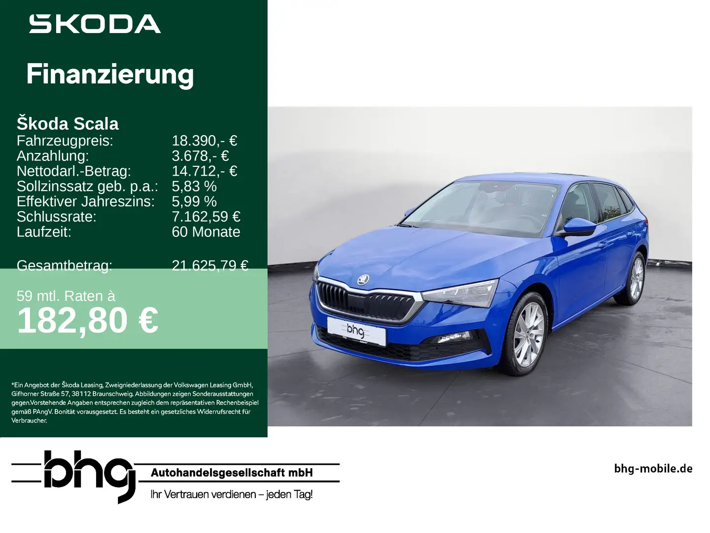Skoda Scala 1.0 TSI DSG Style LED, ACC, Smart Link Bleu - 1