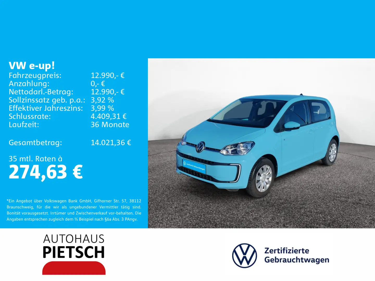 Volkswagen e-up! move Klima DAB+ Blau - 1