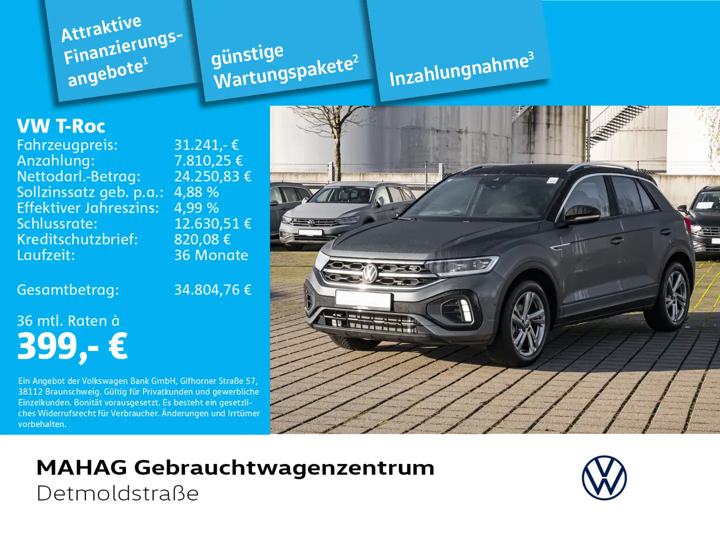 Volkswagen T-Roc T-ROC 1.5 TSI R-Line AHK Navi Grau - 1