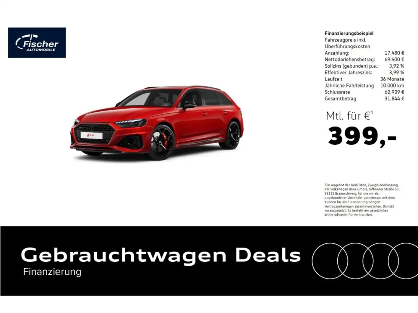 Audi RS4 Avant TFSI qu. Competition plus AHK/P-Dach Rojo - 1