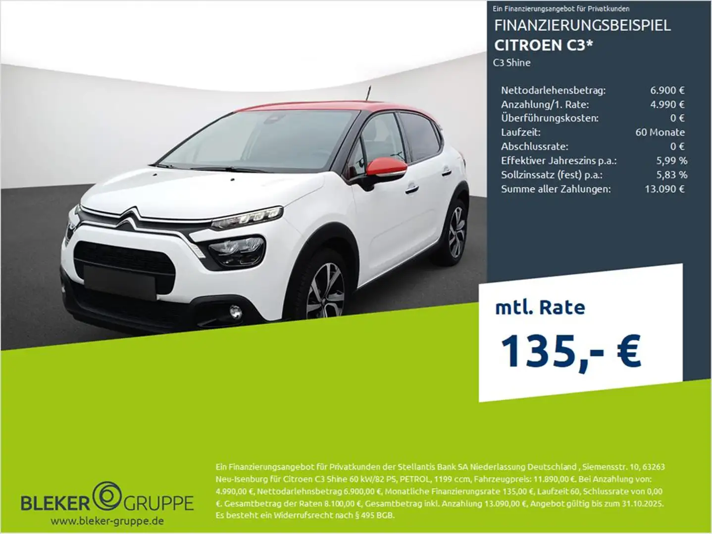 Citroen C3 C3 PureTech 83 S&S Shine Weiß - 1
