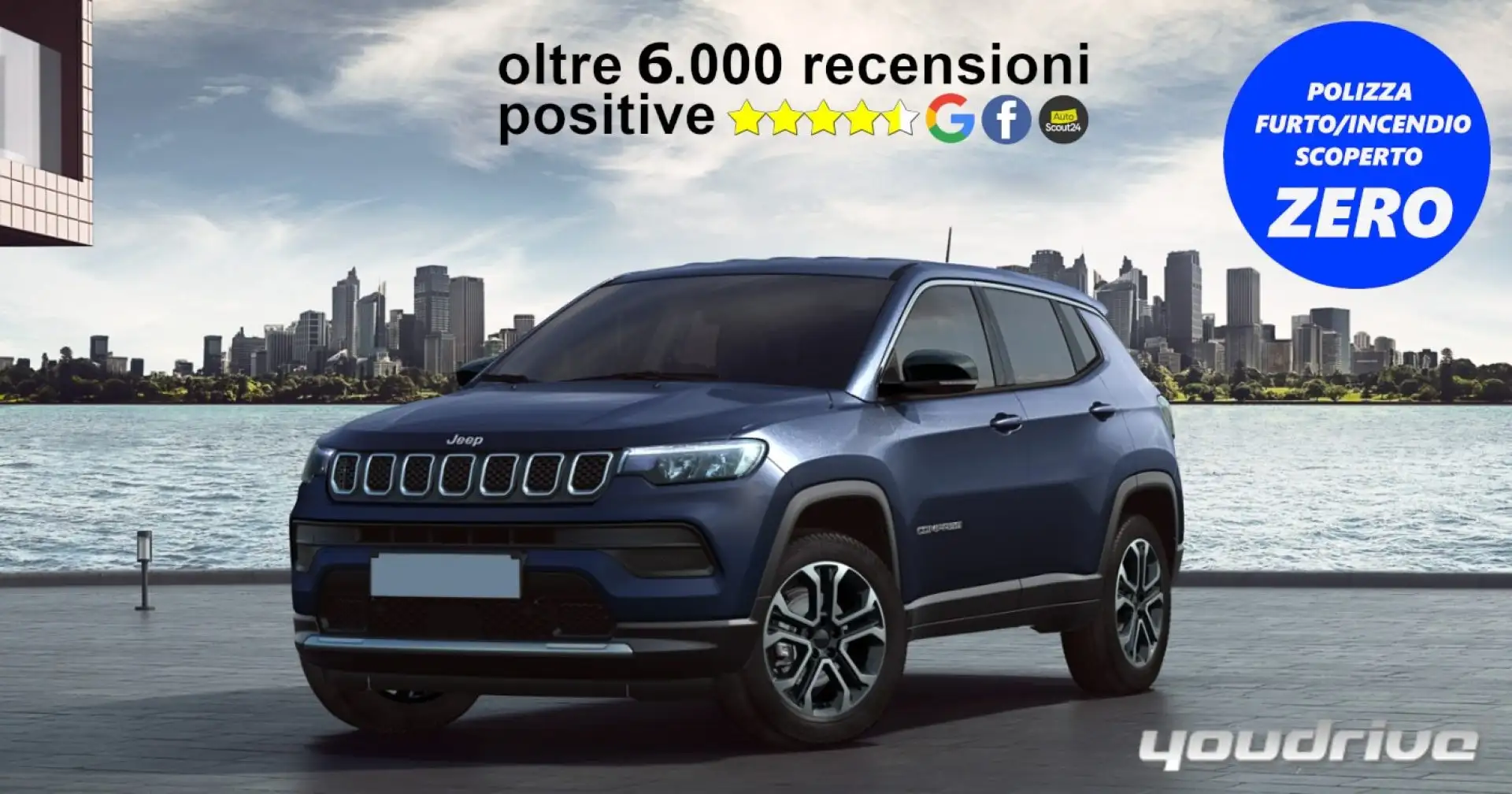 Jeep Compass 1.5 Turbo T4 130CV MHEV 2WD Altitude Blu/Azzurro - 1