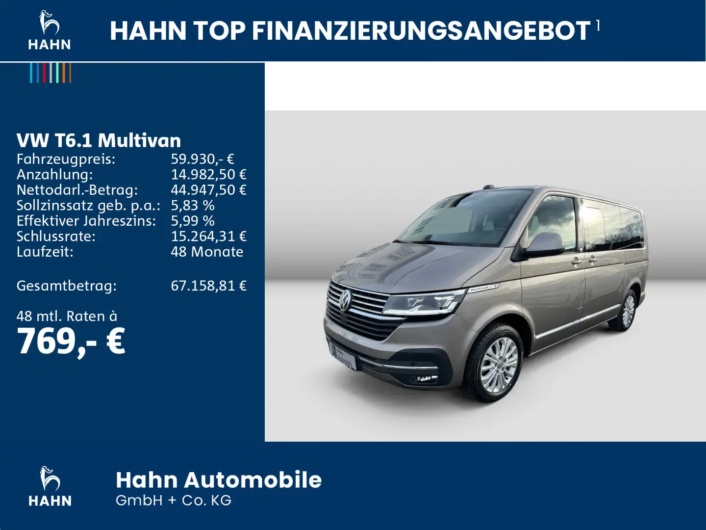 Volkswagen T6.1 Multivan 2.0TDI Generation Six AHK CAM LED Beige - 2