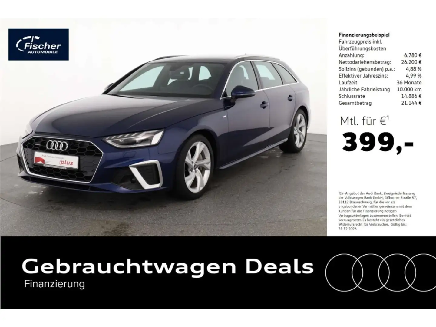 Audi A4 Avant 40 TDI quattro S line AHK/NAV/RFK/Leder Blau - 1